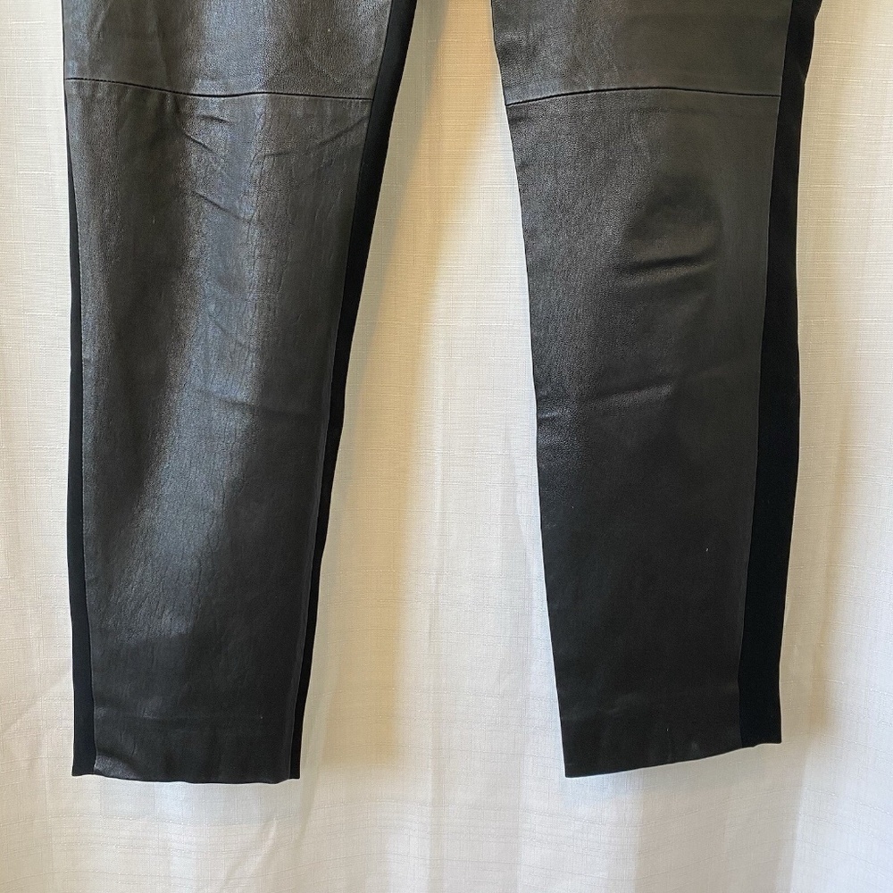 Rag & Bone Womens Lamb Leather Combo Mid Rise Slim Leg Trouser Black Size 12 - Picture 3 of 15